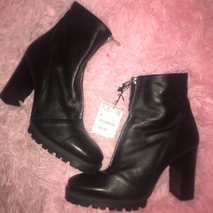 Black Leather Ankle boots/booties from Zara